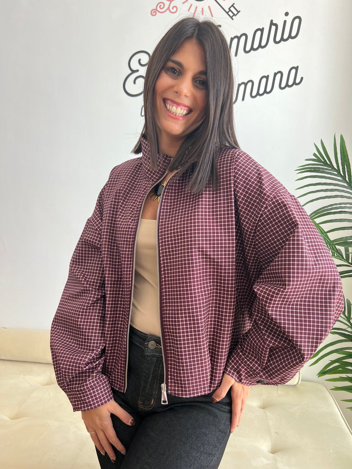 Chaqueta Vichy Bomber berenjena