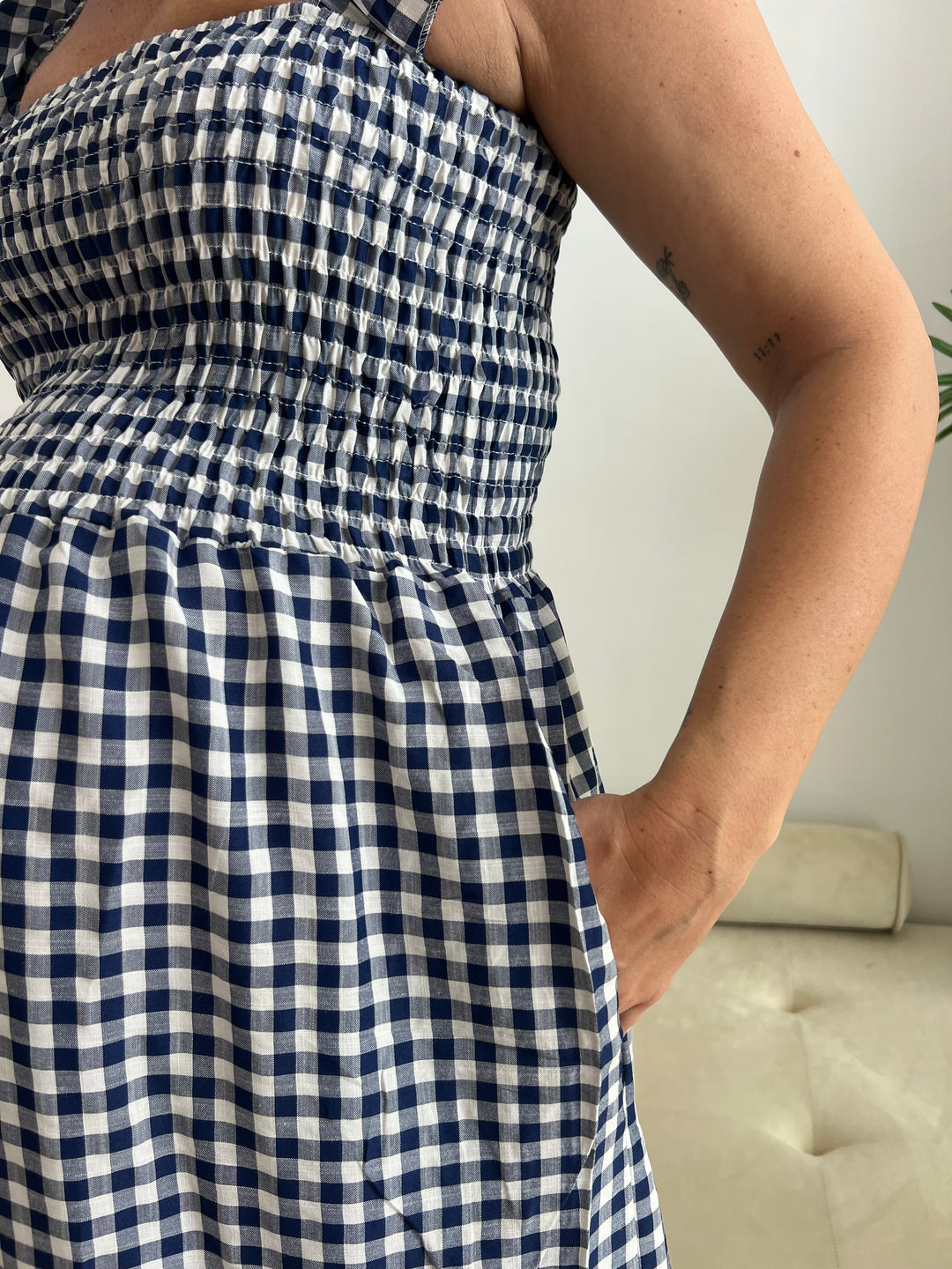 Vestido Vichy azul marino