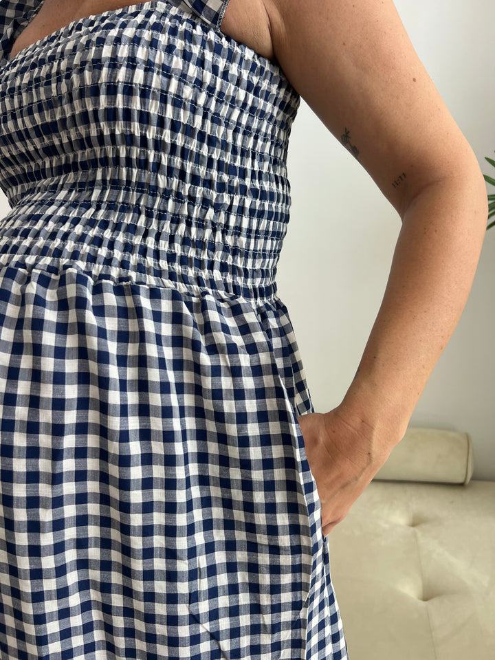 Vestido Vichy azul marino