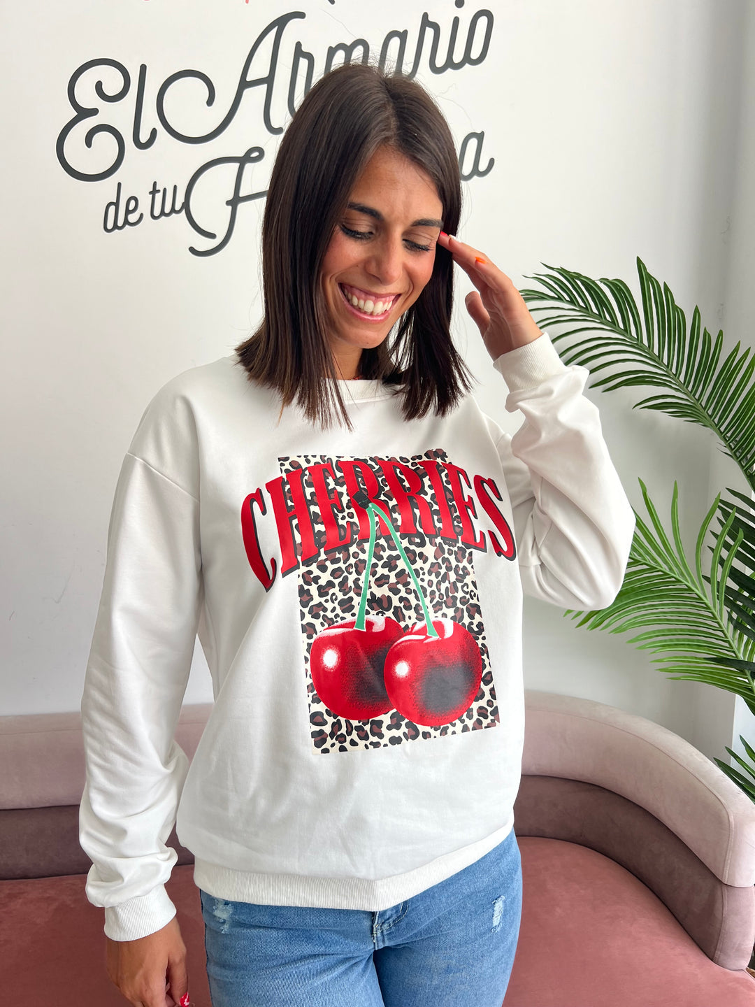 Sudadera Cherries blanco