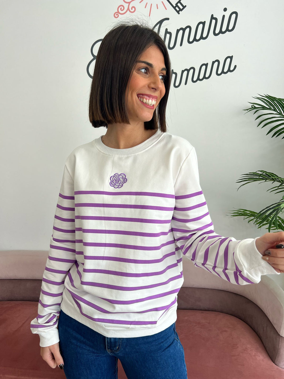 Sudadera Flor malva