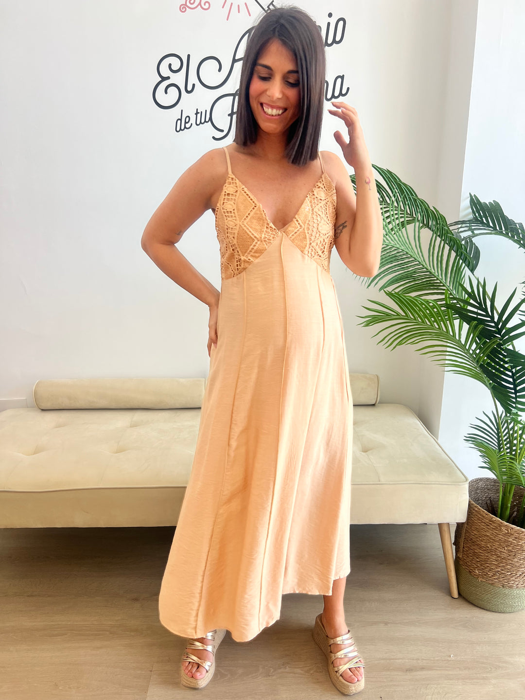 Vestido Gala beige