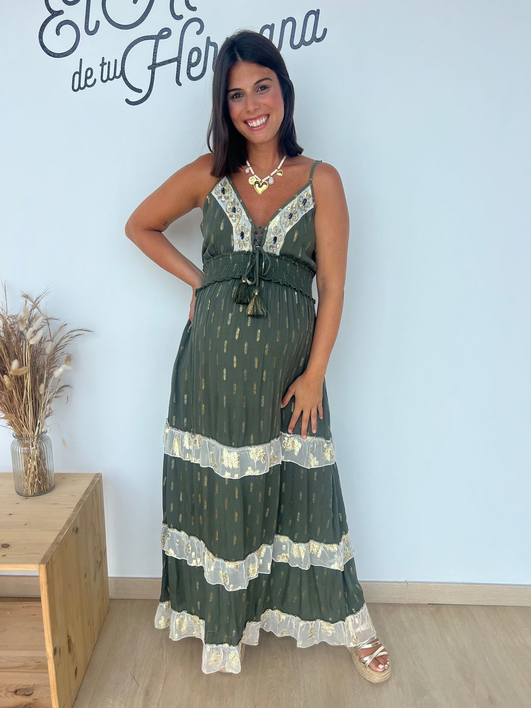 Vestido Kamala verde militar