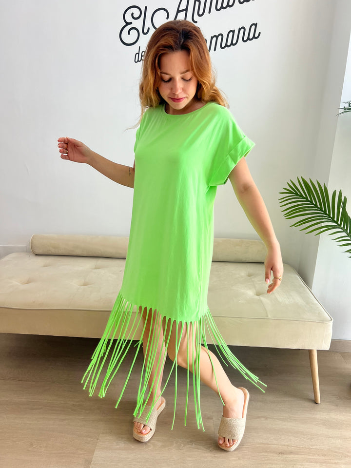 Vestido Flecos verde