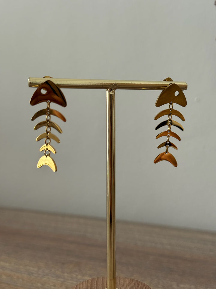 Pendientes Raspa dorado (acero)