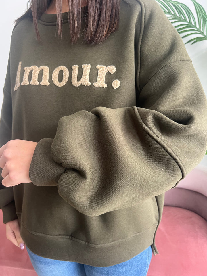 Sudadera Amour verde militar