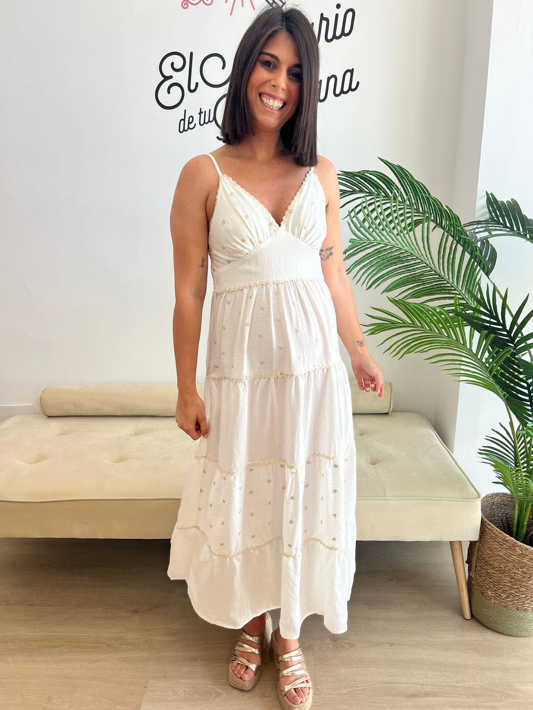 Vestido Grecia blanco roto