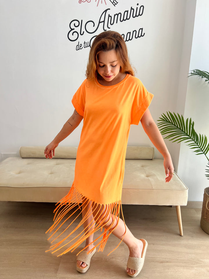 Vestido Flecos naranja