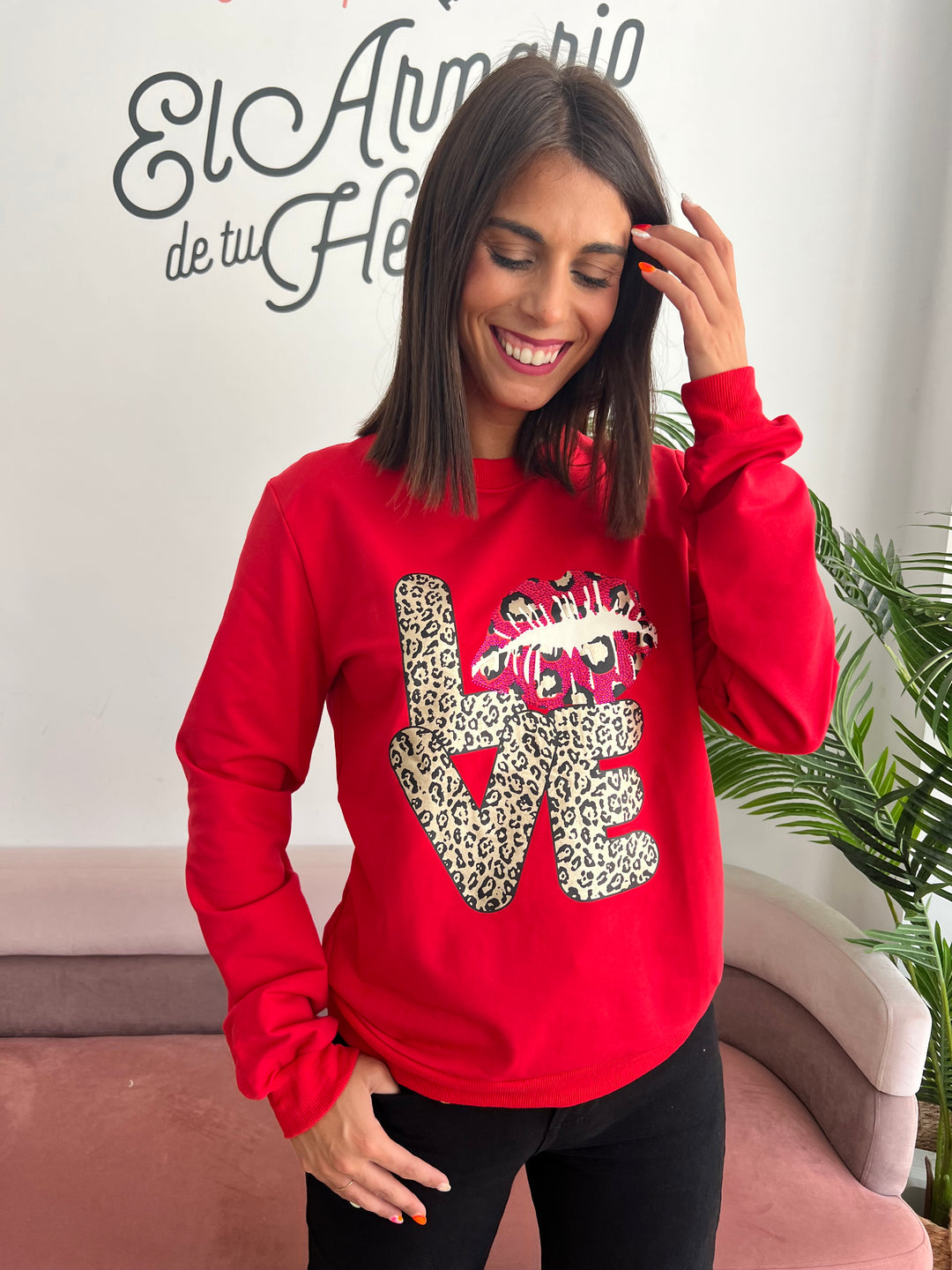 Sudadera Love Print rojo