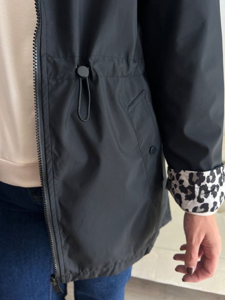 Chaqueta Reversible Leopardo negro