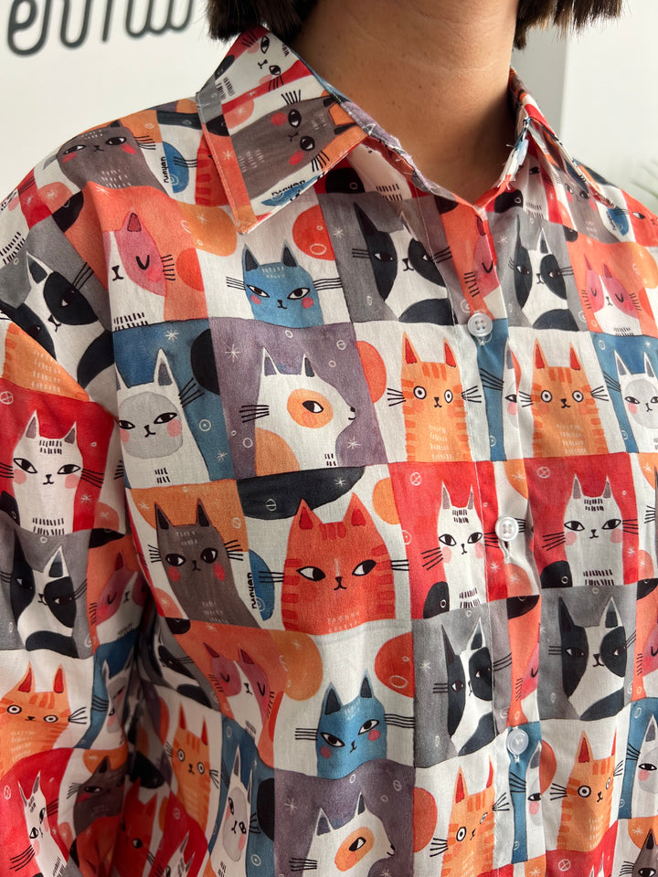 Camisa Gatos Cuadros
