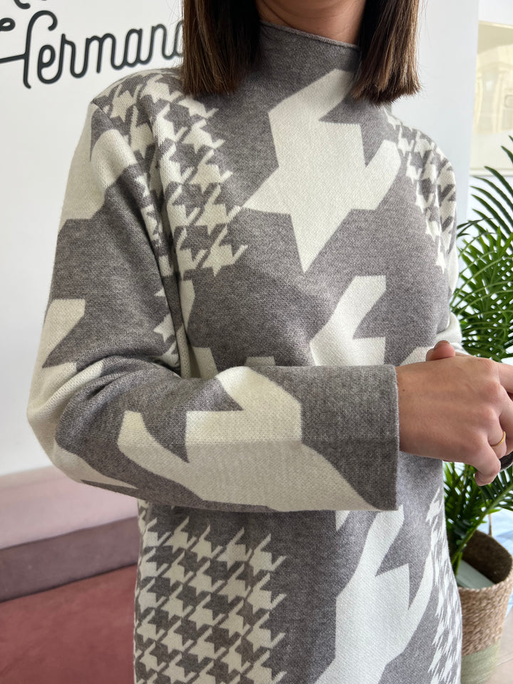 Vestido Pata Gallo gris