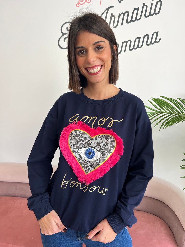 Sudadera Bonjour azul marino