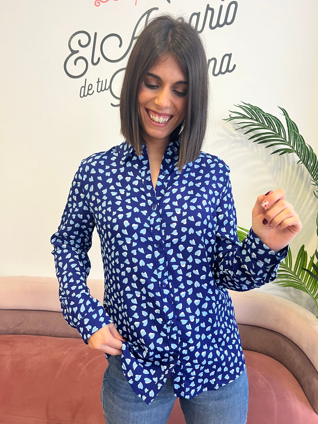 Camisa Corazones azul