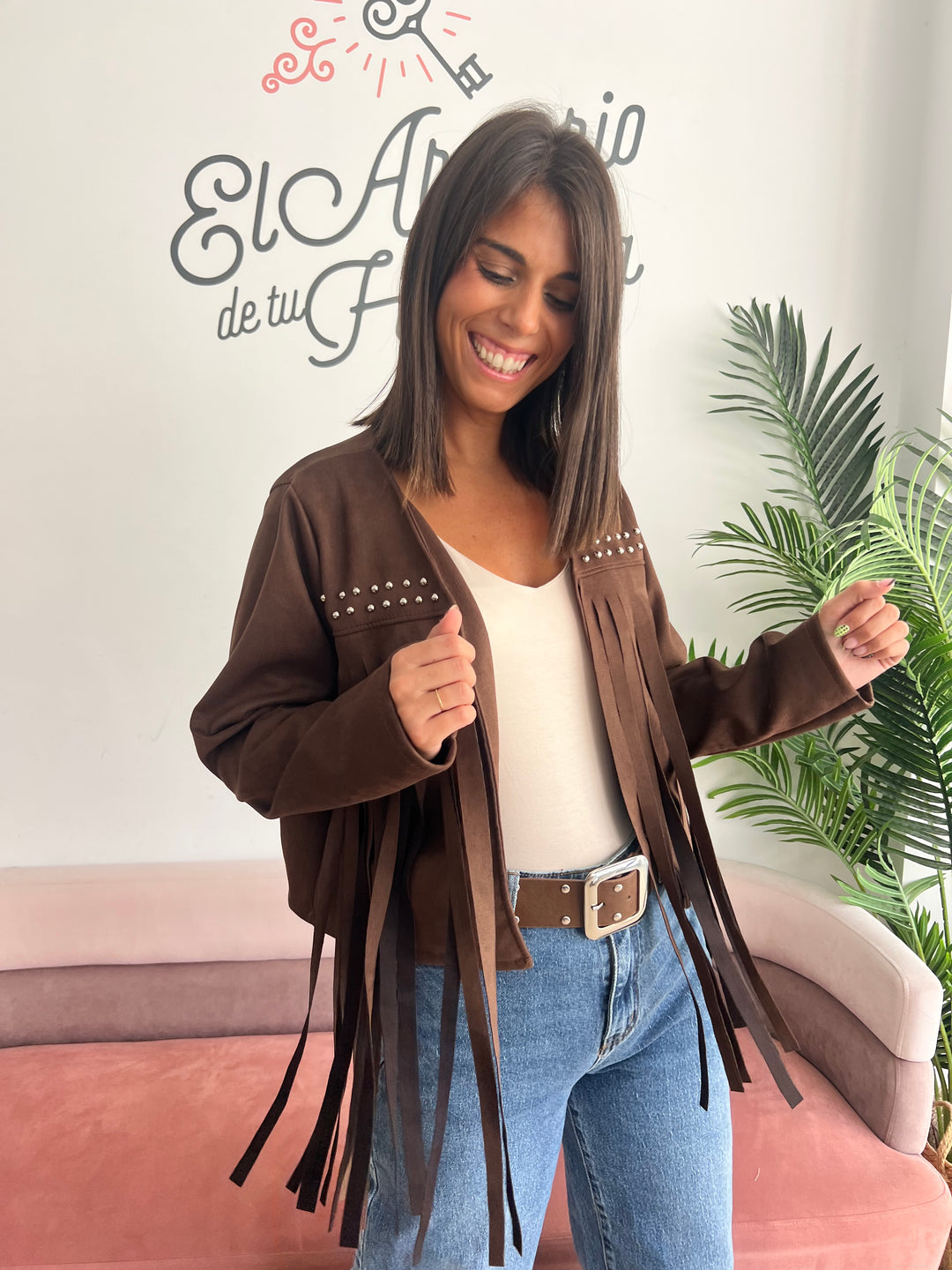 Chaqueta Flecos marrón