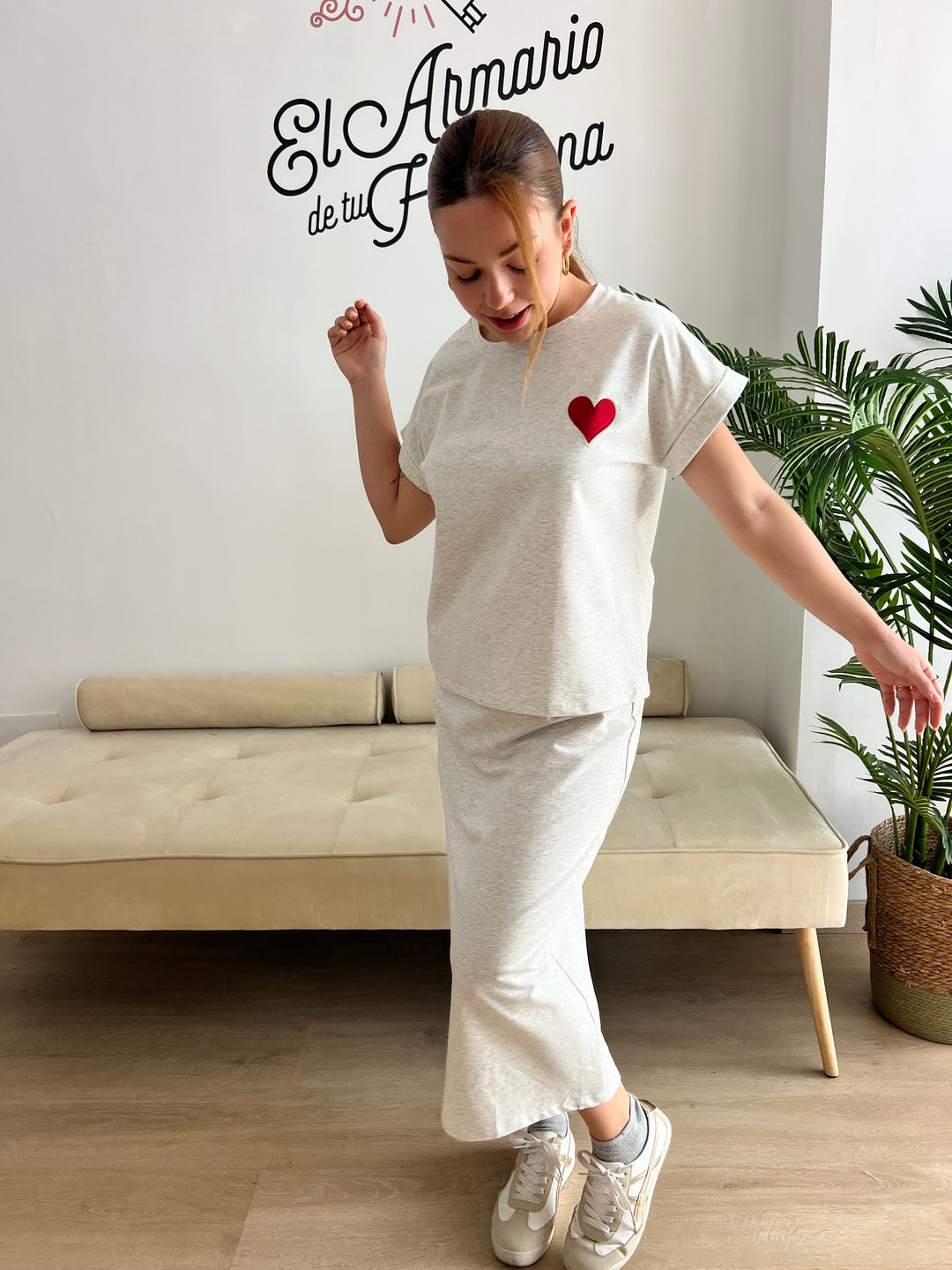 Conjunto Corazón gris