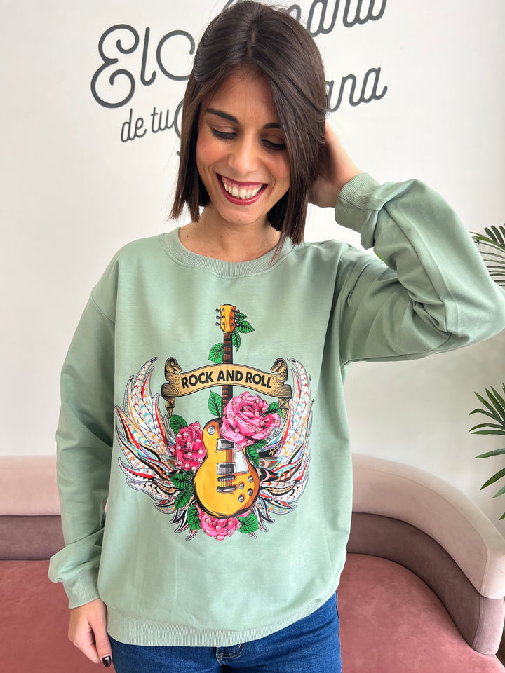 Sudadera Guitar aguamarina