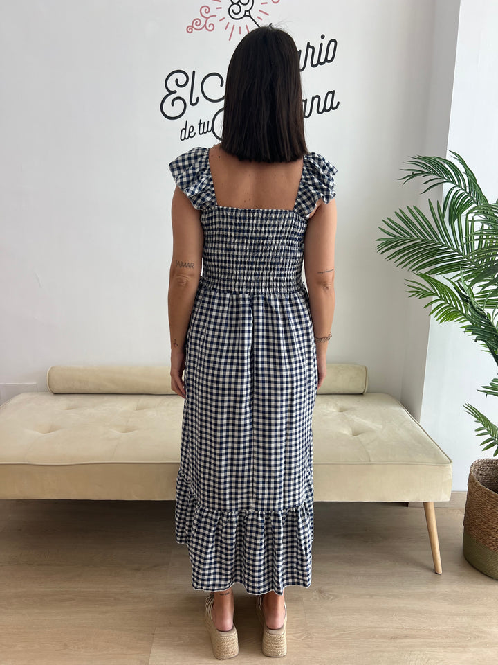 Vestido Vichy azul marino