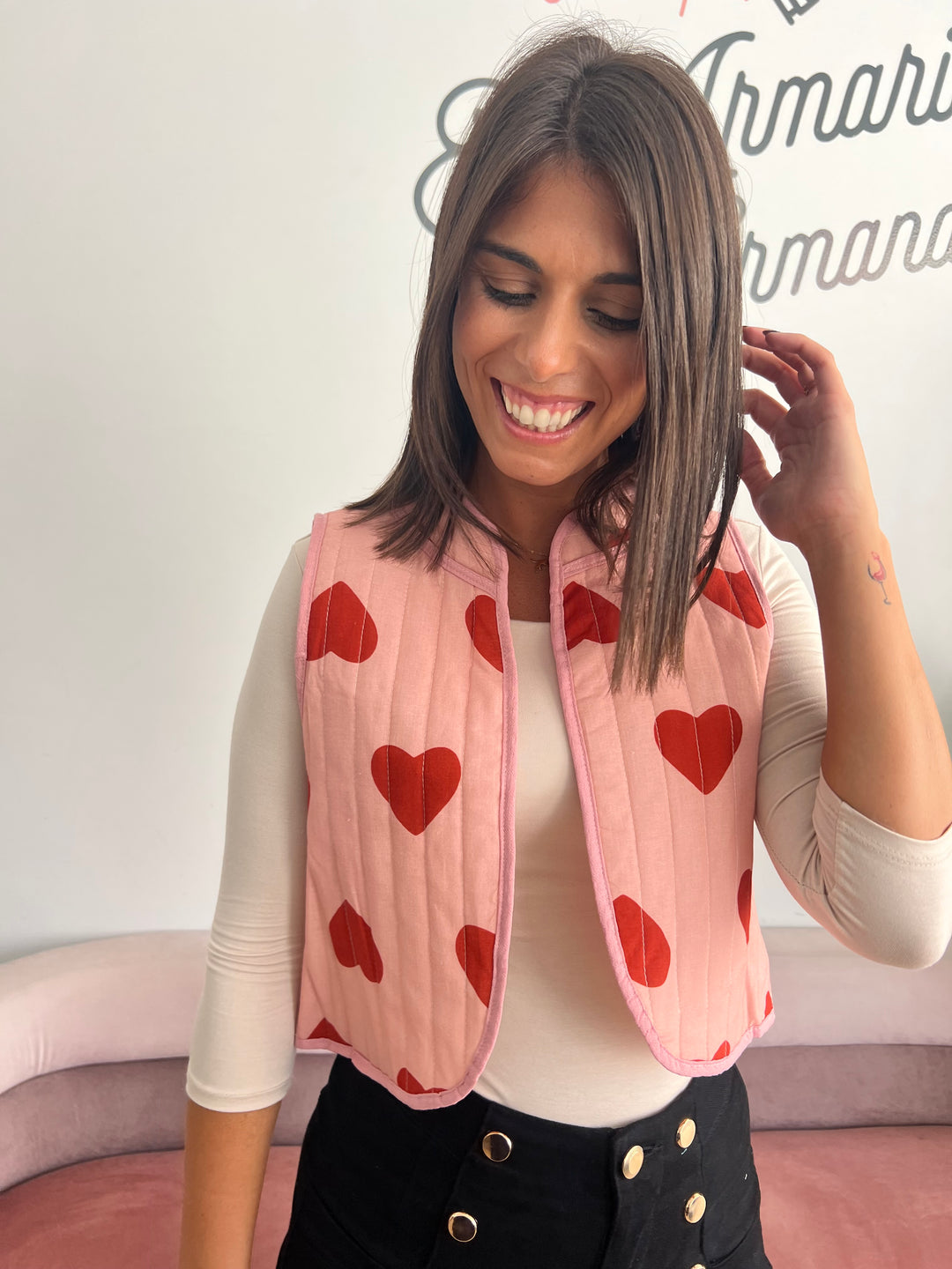 Chaleco Corazones rosa