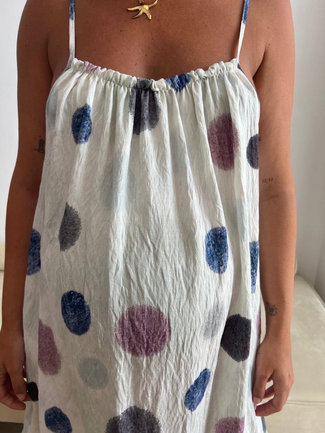 Vestido Damaris lunares azul