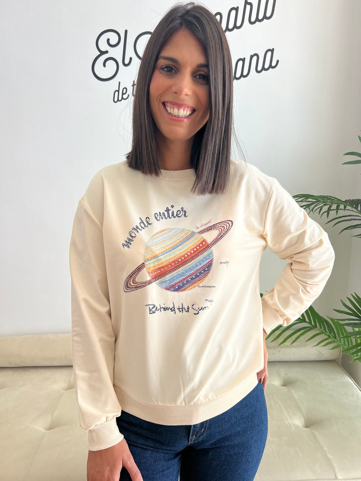 Sudadera Planeta beige