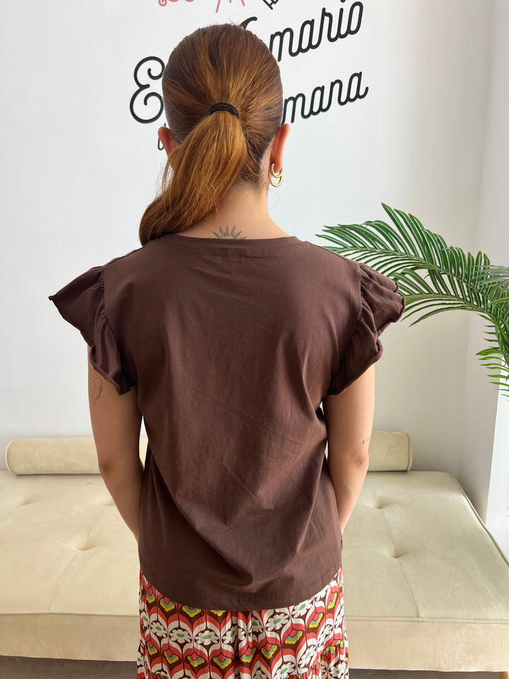 Camiseta Volante marrón