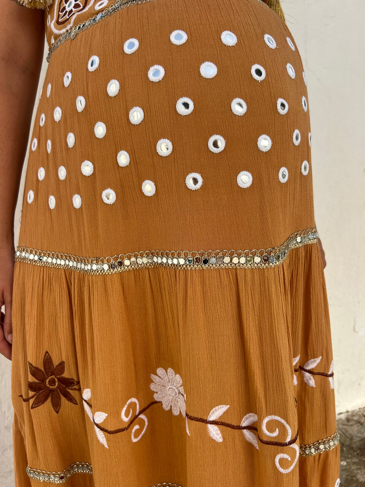 Vestido Boho camel