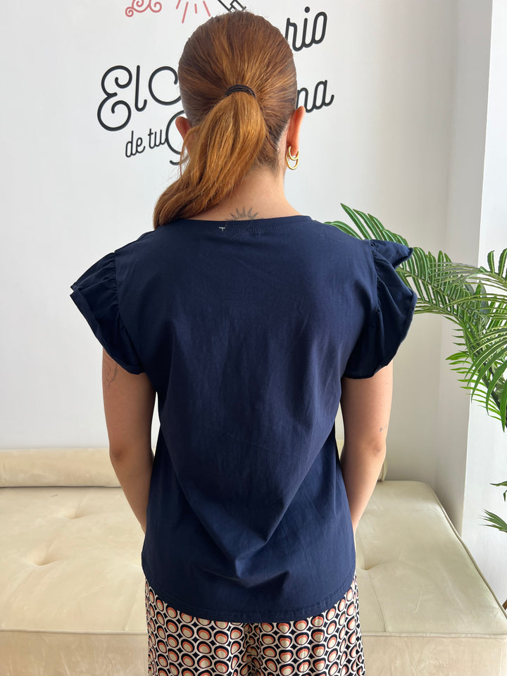 Camiseta Volante azul marino
