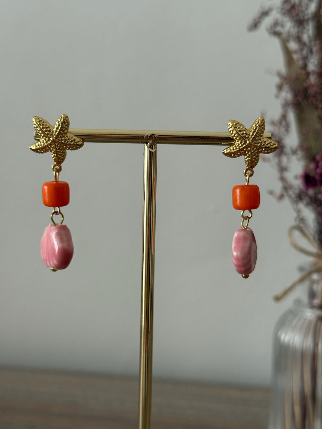 Pendientes Aurora rosa (acero)