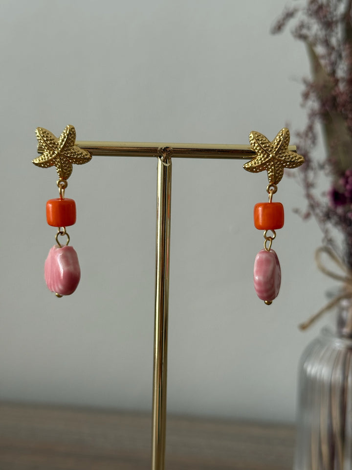 Pendientes Aurora rosa (acero)