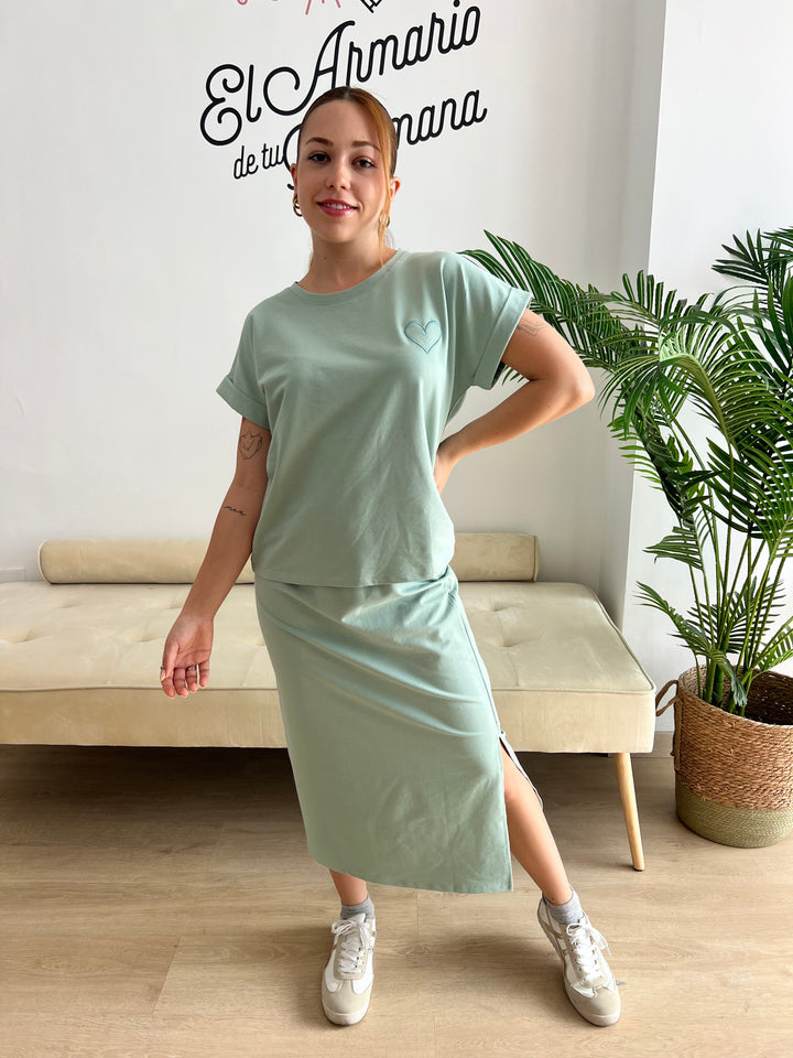 Conjunto Corazón aguamarina