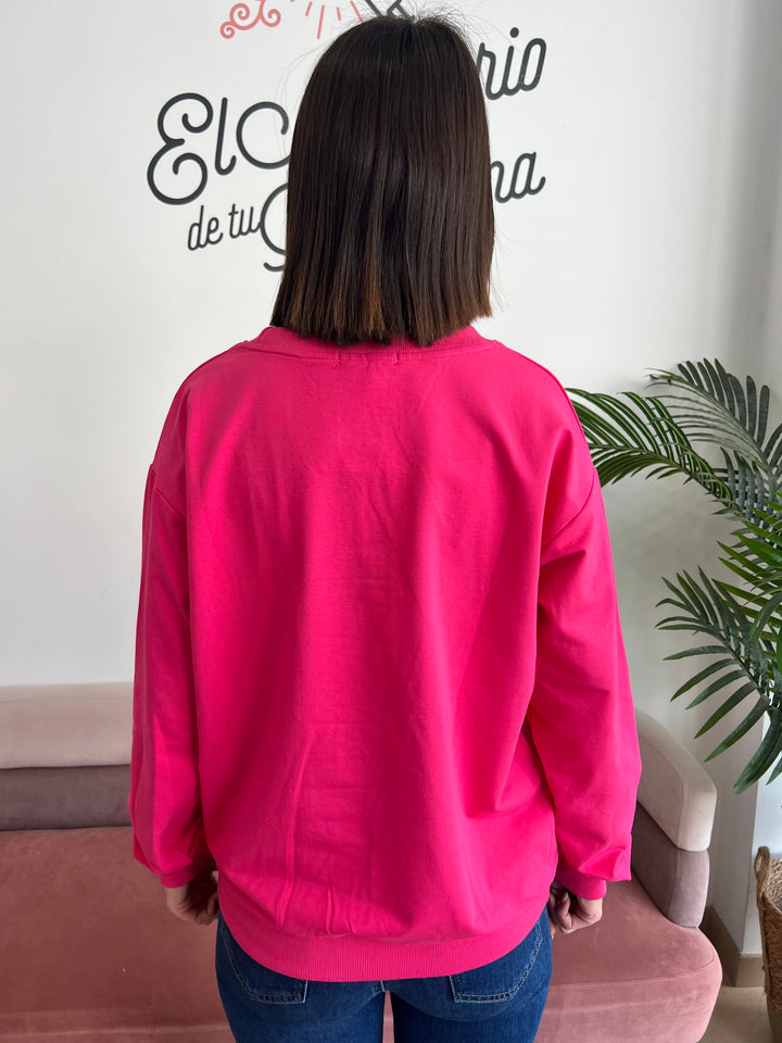 Sudadera Bonjour fucsia
