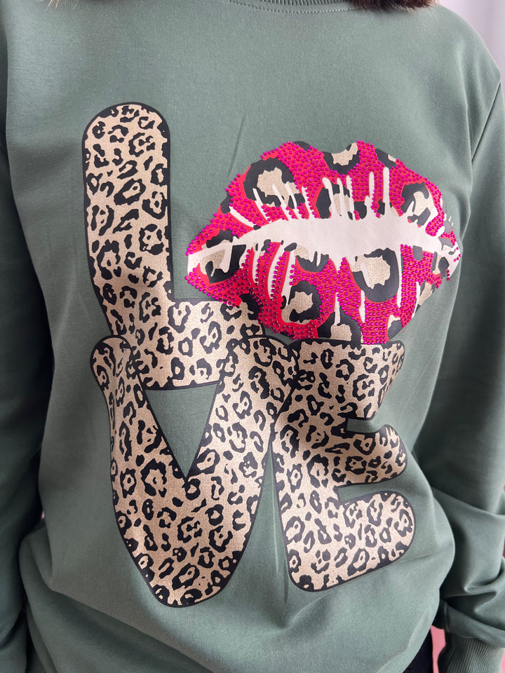 Sudadera Love Print verde