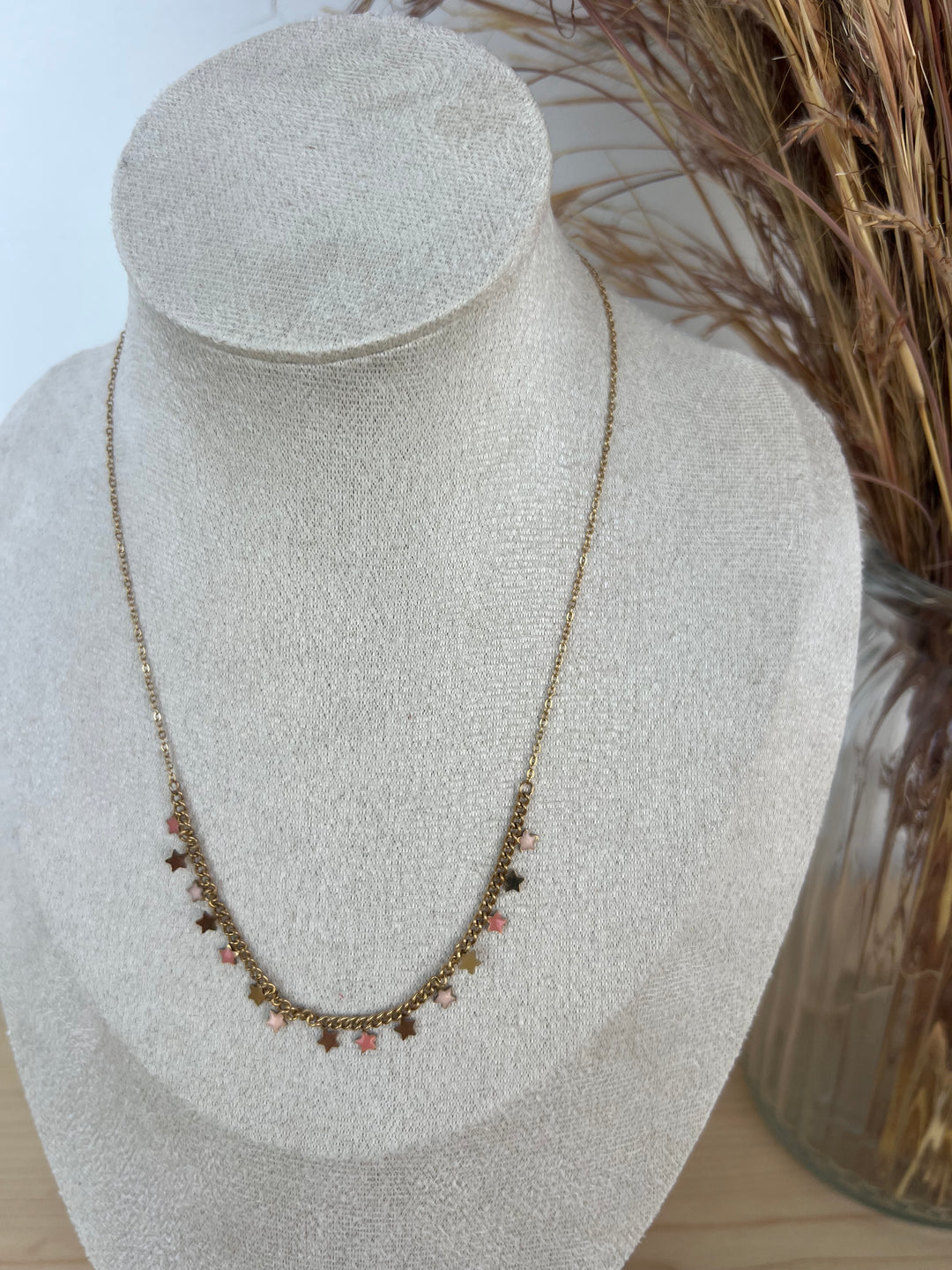 Collar multi stars rosa(acero)