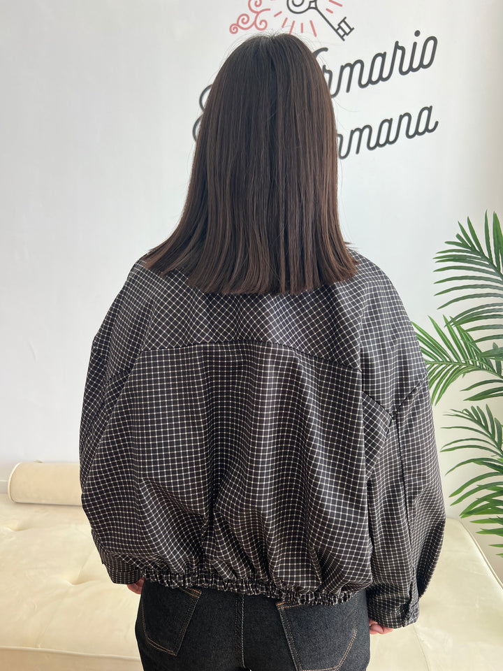 Chaqueta Vichy Bomber negro