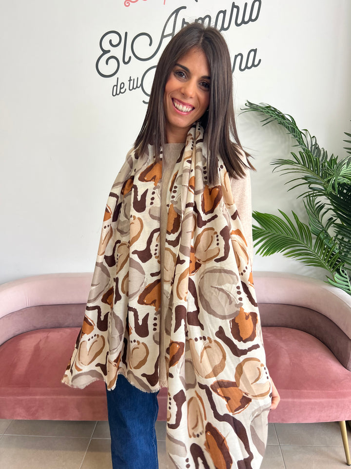 Pañuelo corazones beige