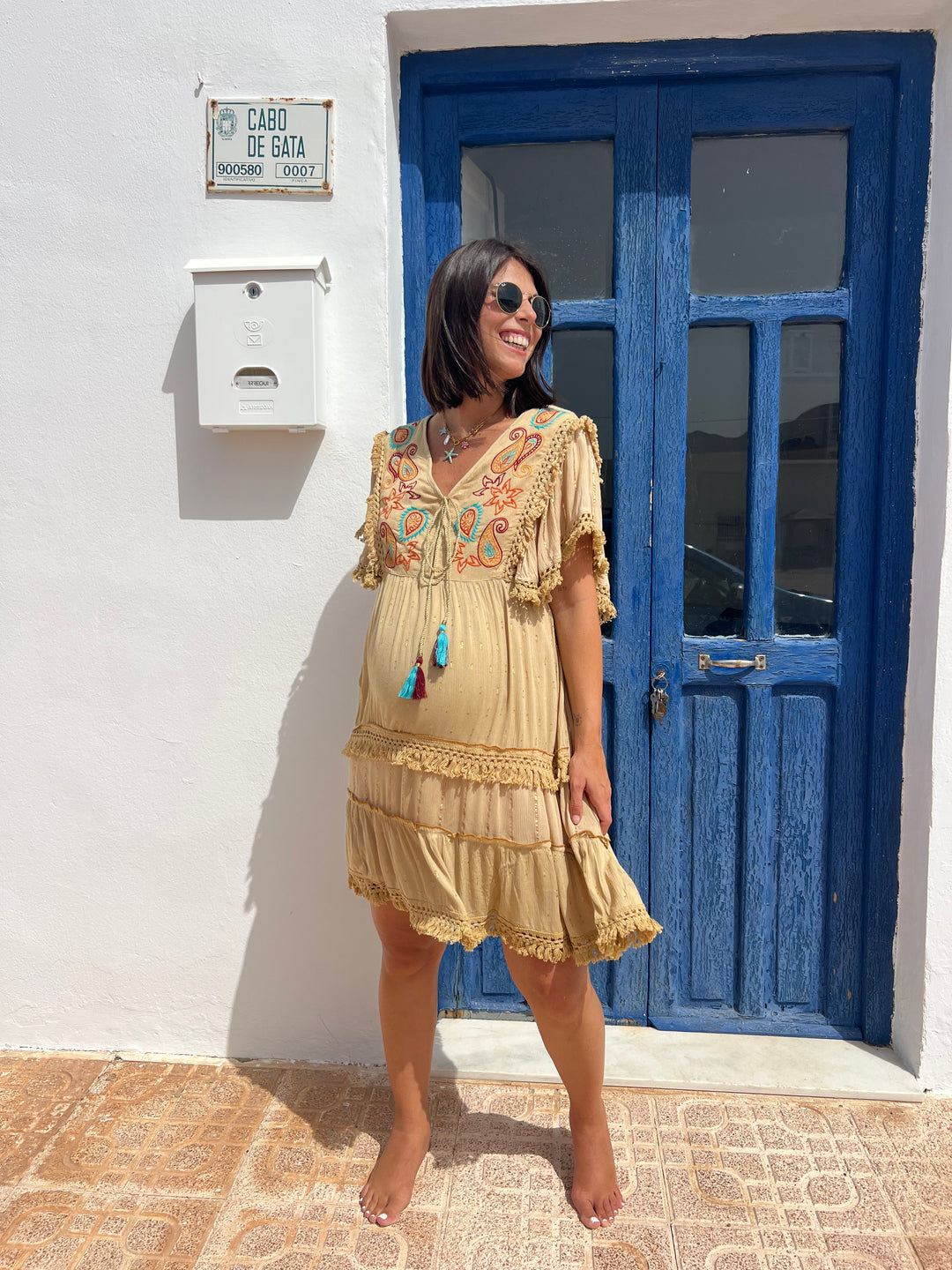 Vestido Sicilia beige oscuro