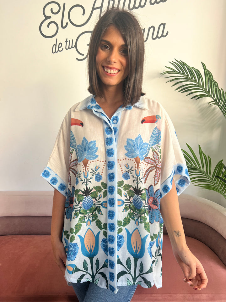 Camisa Tropical azul