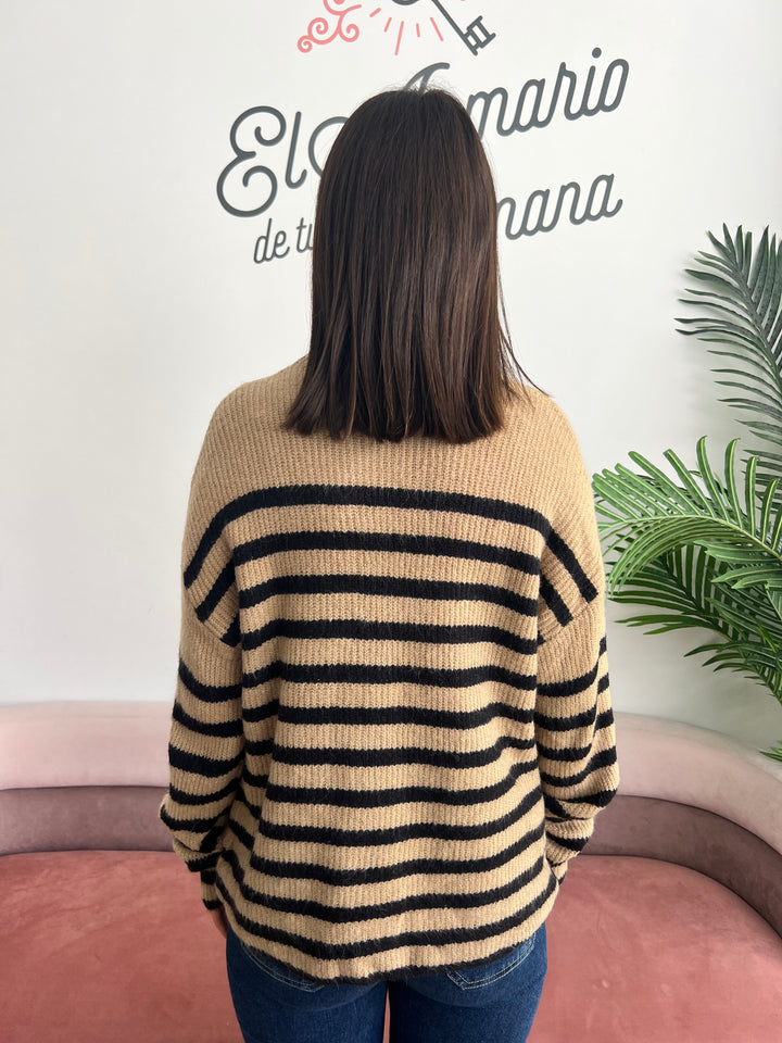 Jersey Carlota camel y negro