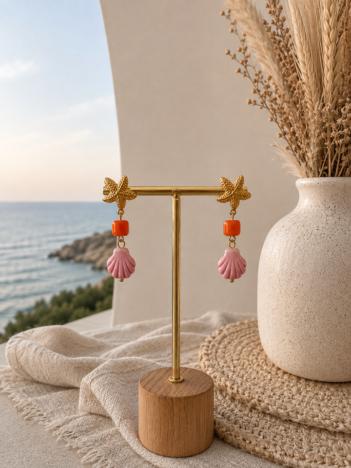 Pendientes Aurora rosa (acero)