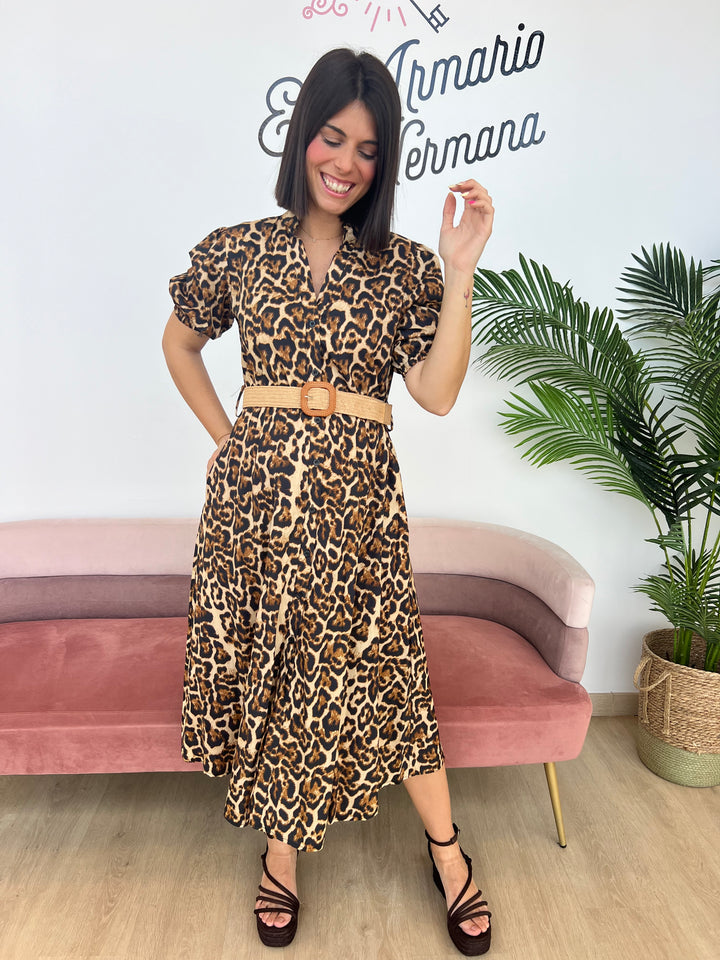 Vestido Print camel