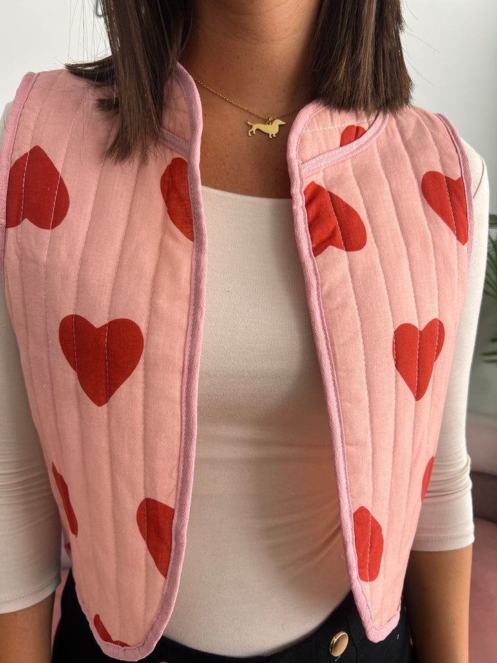 Chaleco Corazones rosa