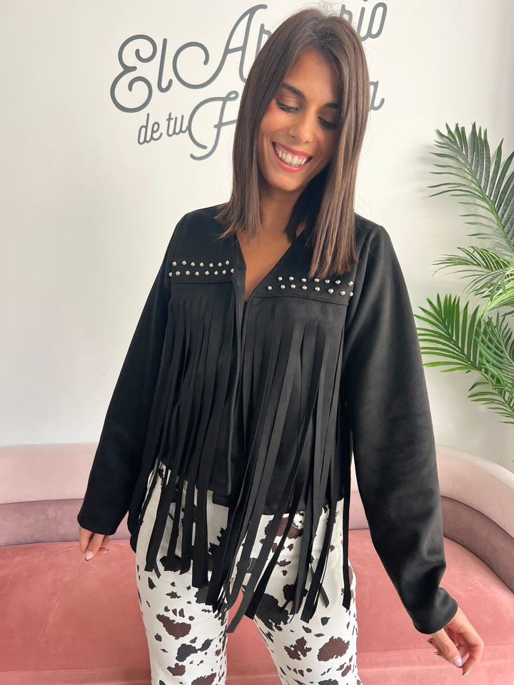 Chaqueta Flecos negro