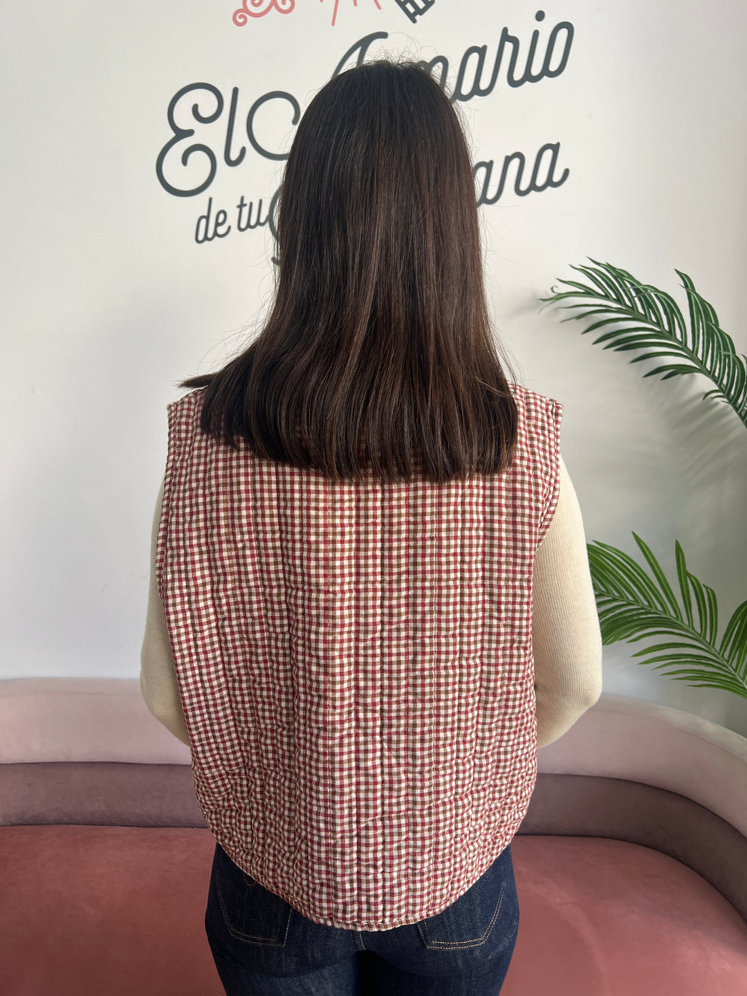 Chaleco Vichy burdeos