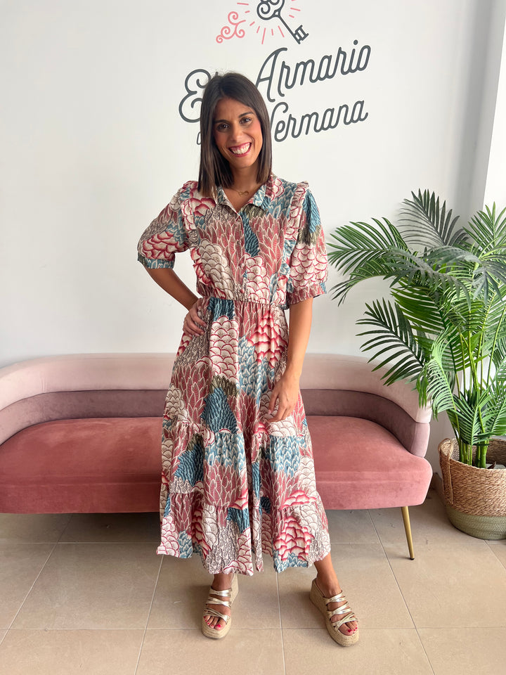Vestido Lisa verde y turquesa