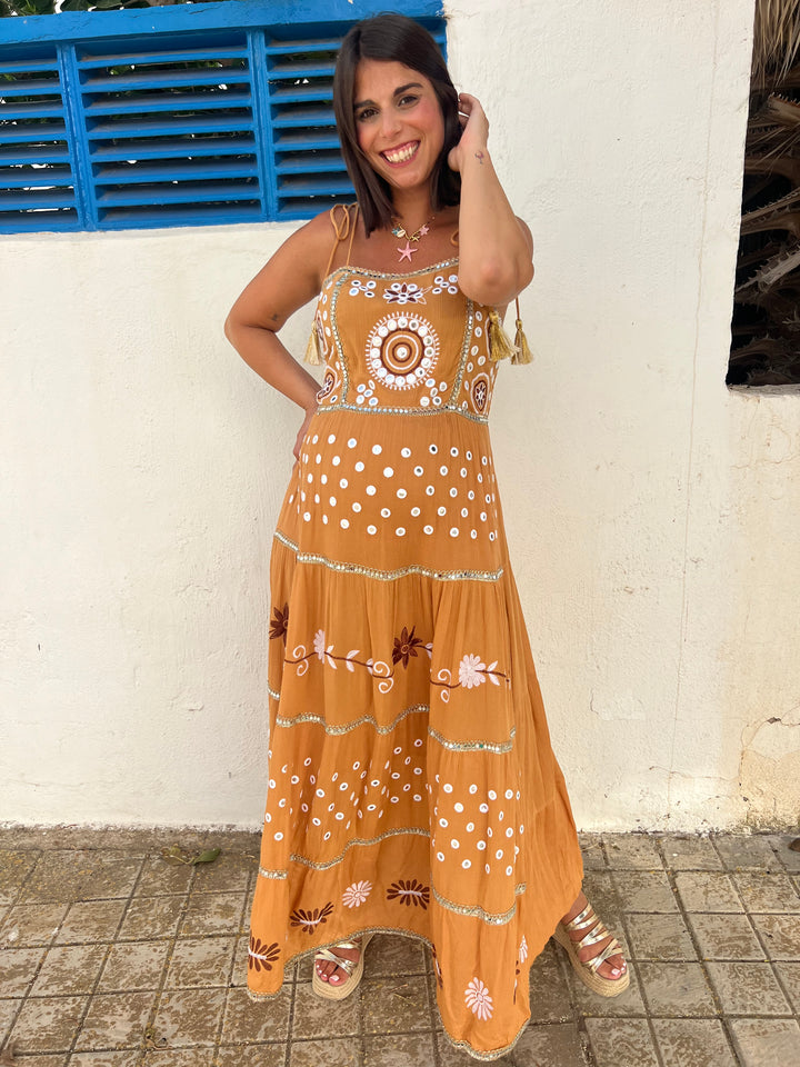 Vestido Boho camel