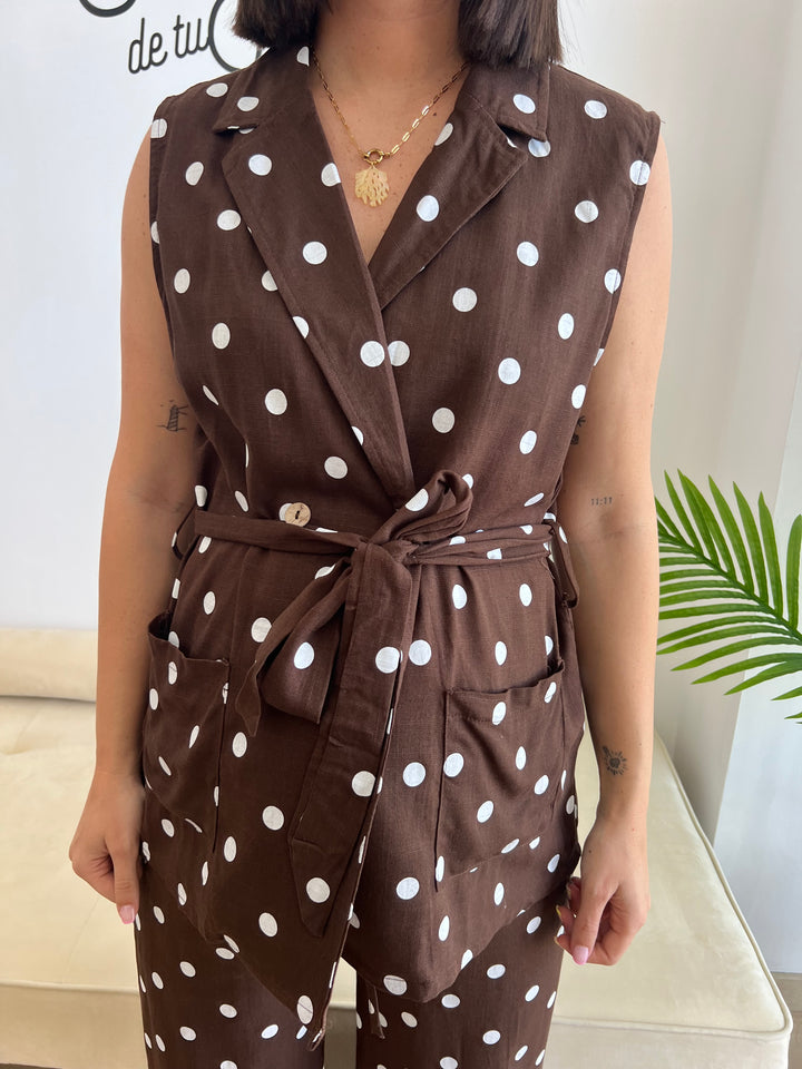 Conjunto Lunares marrón