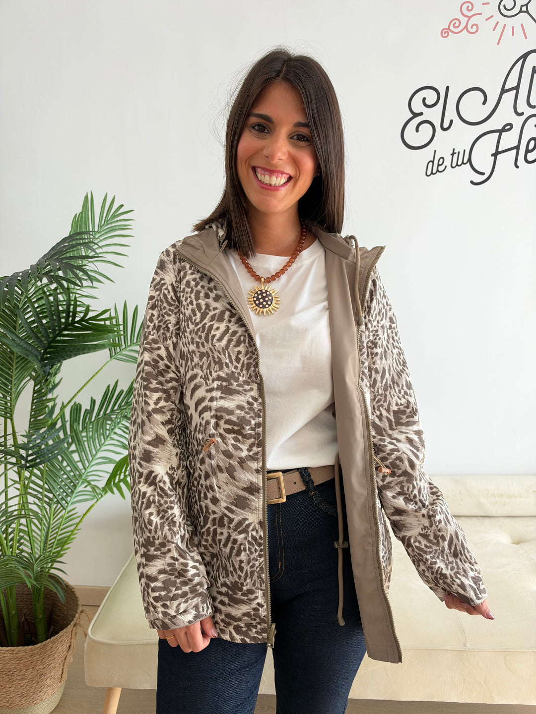 Chaqueta Reversible Leopardo topo