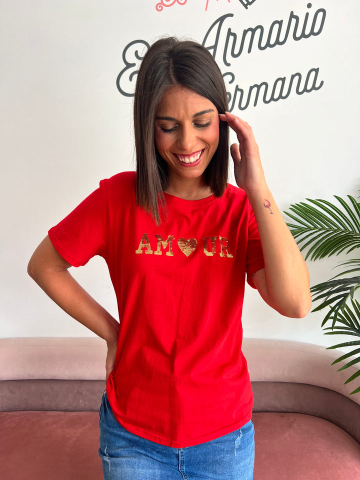 Camiseta Amour rojo