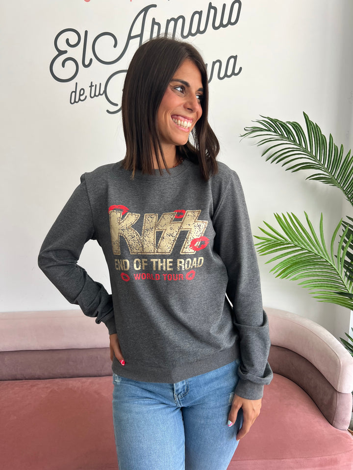 Sudadera Kiss Road gris